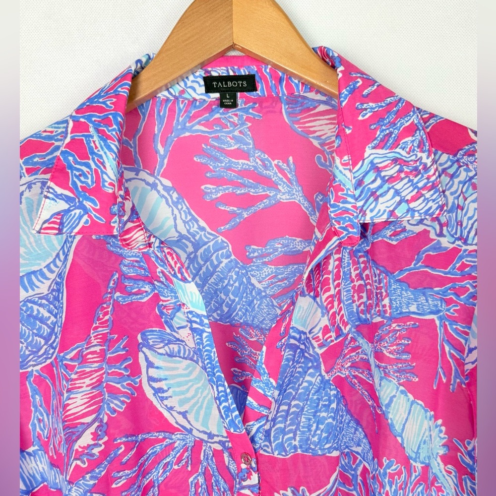Talbots Seashell Semi Sheer Dress Tunic Swimsuit Coverup Beachy Resortwear EUC - Picture 3 of 9